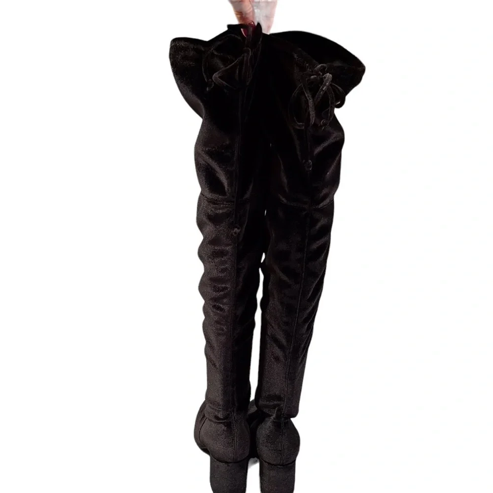 Charles by Charles David sz 6.5 YA black velvet OTK tall heeled boots